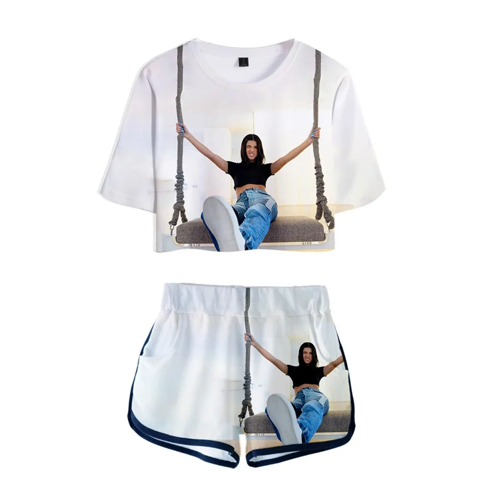 

The Hype House 3D Shorts and T-shirts Charli Damelio Women Two Piece Sets Addison Rae Crop Top Trackusit Clothes Print Pullover