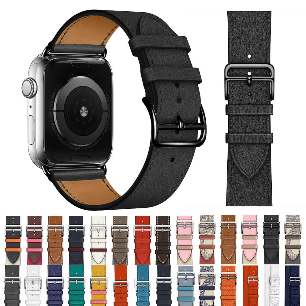 Ремешок из коровьей кожи для Apple Watch Band 44 мм iwatch Series 5 4 3 2 1 умные Аксессуары 42 мм петля 38 мм Замена браслета 40 мм