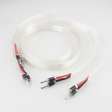 Audiocrast Pair HiFi Audio Speaker Cable OCC Silver Plated Speaker Wire Carbon Fiber Banana Plug
