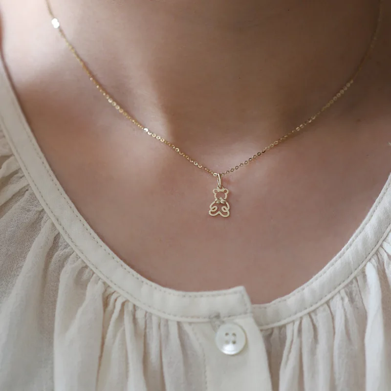 

Женское позолоченное ожерелье с кулоном в виде медведя из серебра 925 пробы