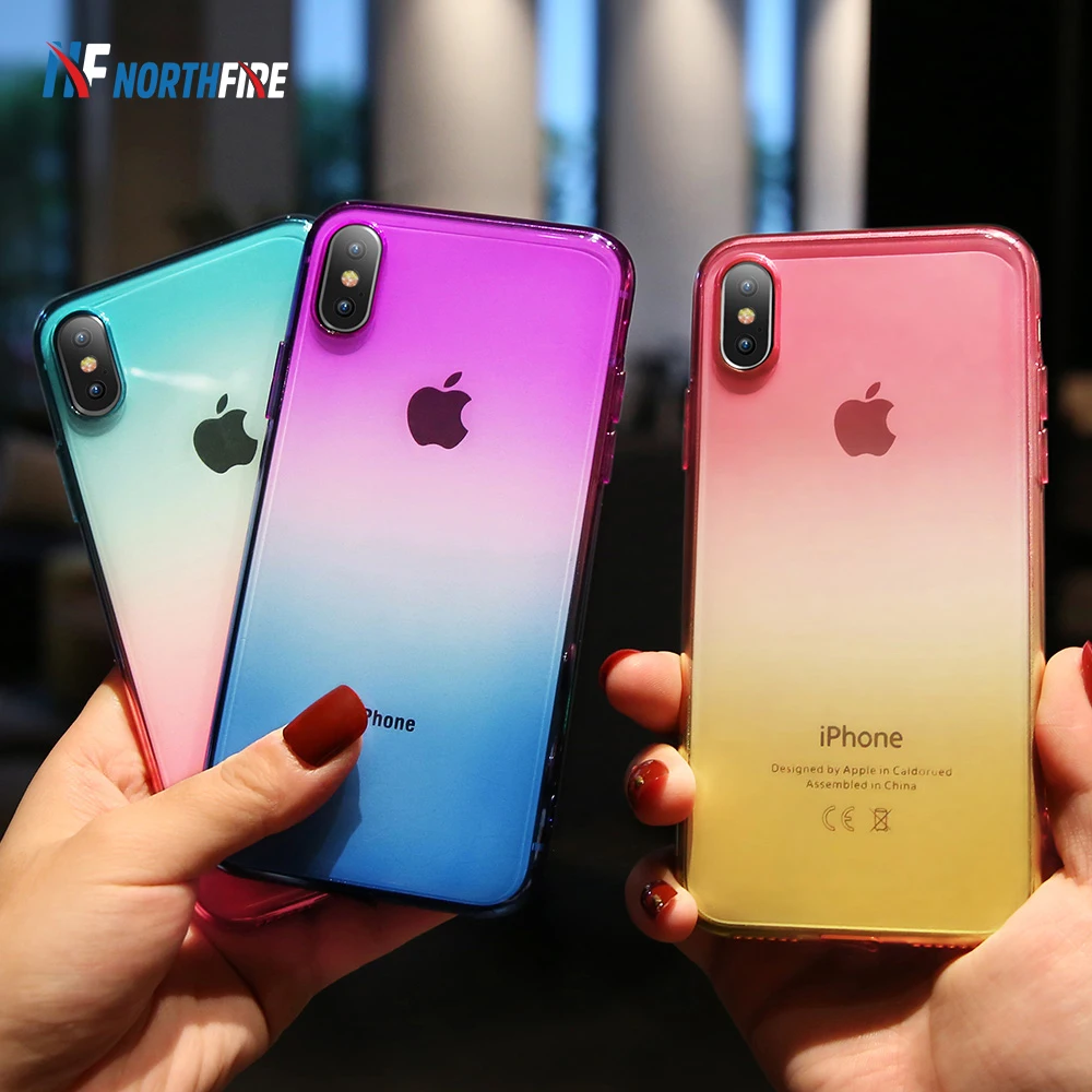 Прозрачный чехол с градиентом для iPhone X XR XS 6 8 7 ультра тонкий мягкий Iphone Max 6s plus 5 5S SE