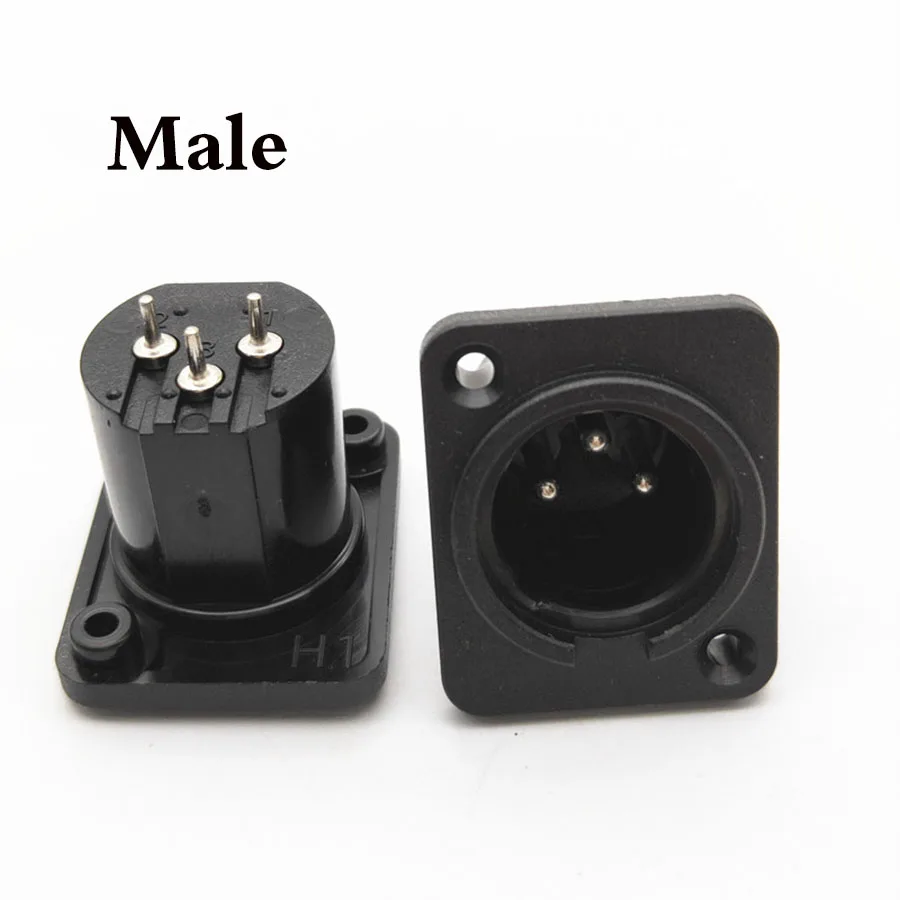 Male EClyxun 1 шт. XLR 3 Pin Male/Female шасси панельный адаптер гнездового соединителя черный - Цвет: Male