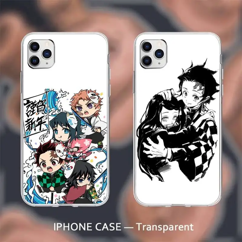 

Demon Slayer Phone Case Transparent for iPhone 6 7 8 11 12 s mini pro X XS XR MAX Plus cover funda shell