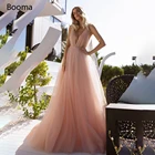 Сексуальное розовое платье с открытой спиной для выпускного плиссированное платье-трапеция с V-образным вырезом и блестящим поясом