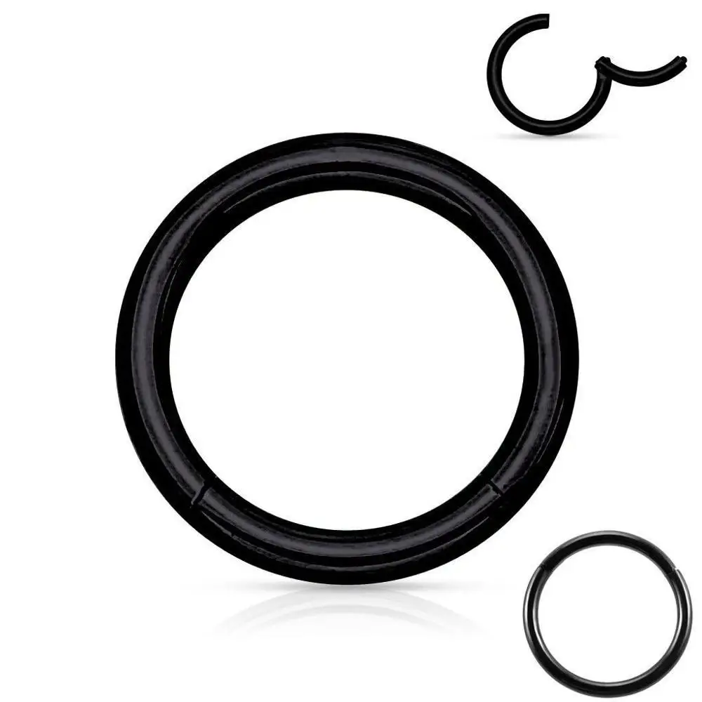 Black 316l хирургическая сталь шарнирное кольцо для носа 20 г 18 г 16 г 14 г 6 мм 7 мм 8 мм 9 мм 10 мм 12 мм цвет золото, розовое золото, серебро, черный - Окраска металла: Black