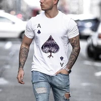 street sports short sleeve summer mens clothing loose white personalized poker spade print casual t shirt