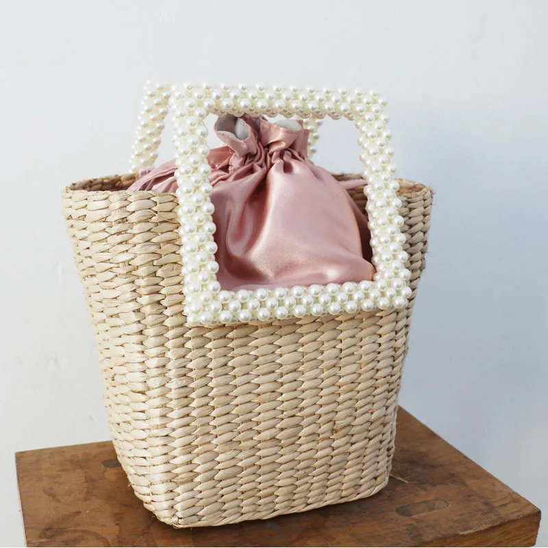 Летняя новая жемчужная ручная Плетеная соломенная сумка натуральная плетеная