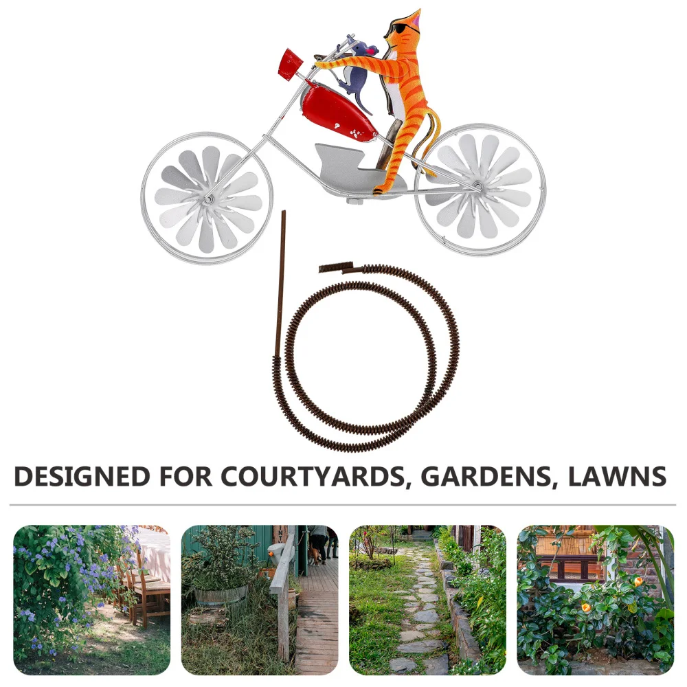 

1pc Vintage Bicycles Metal Wind Garden Animal Cat Decoration for Yard