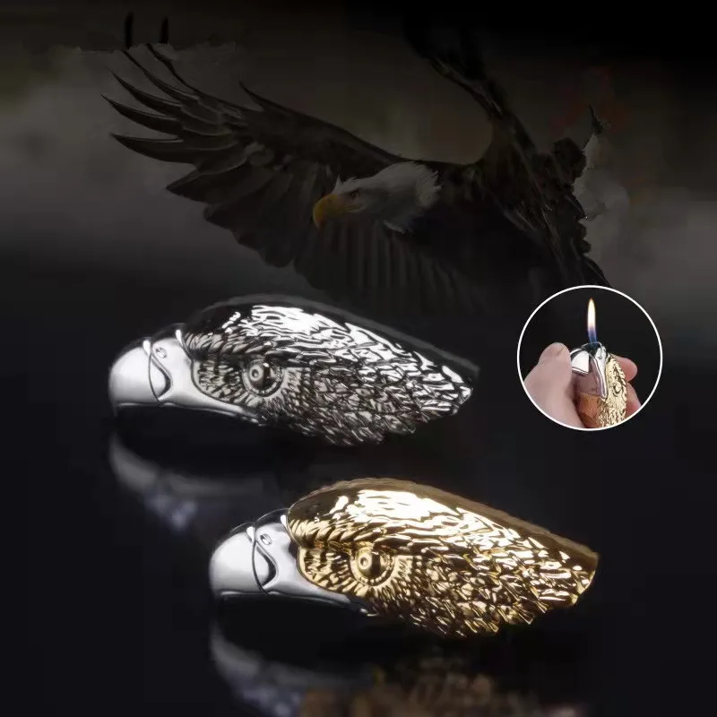 

Creative Eagle Head Model Gas Lighter, Butane Jet Open Flame Lighter, Smoking Accessories Men's Gadgets Airless