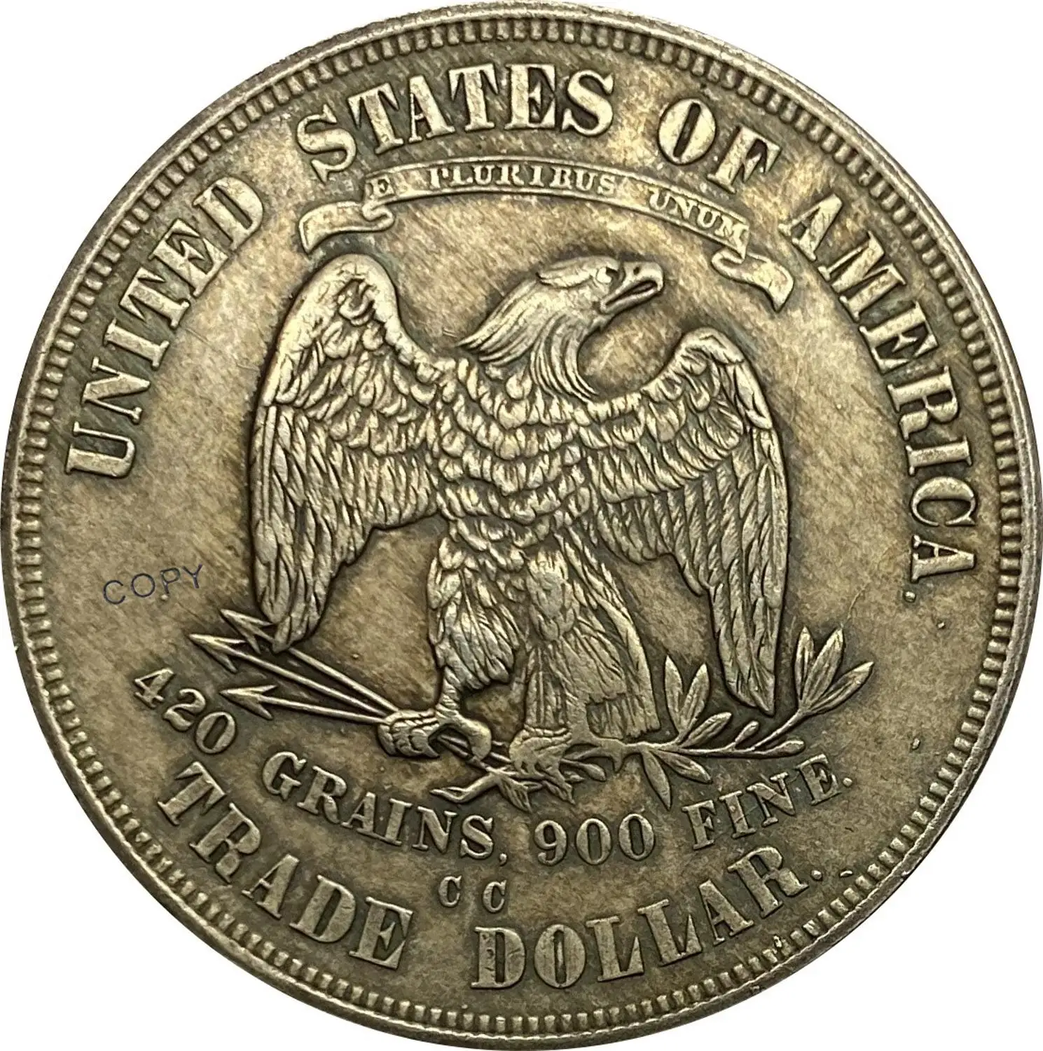 

United States America 1878 CC 1 Trade One Dollar US In God We Trust 420 Grains 900 Fine Cupronickel Silver Plated Copy Coin