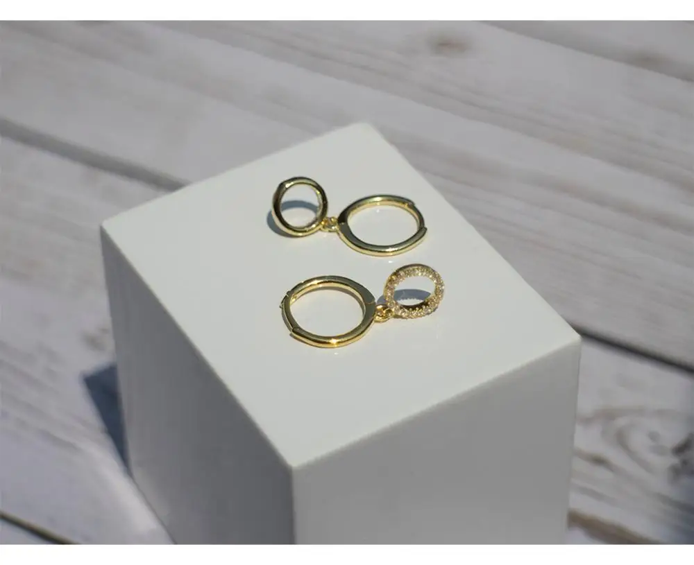 Серьги из стерлингового серебра 925 пробы, темперамент, циркон, круг, короткие серьги-капли, кольцо для ушей, модный тренд, дикие женские серебряные серьги, ювелирные изделия