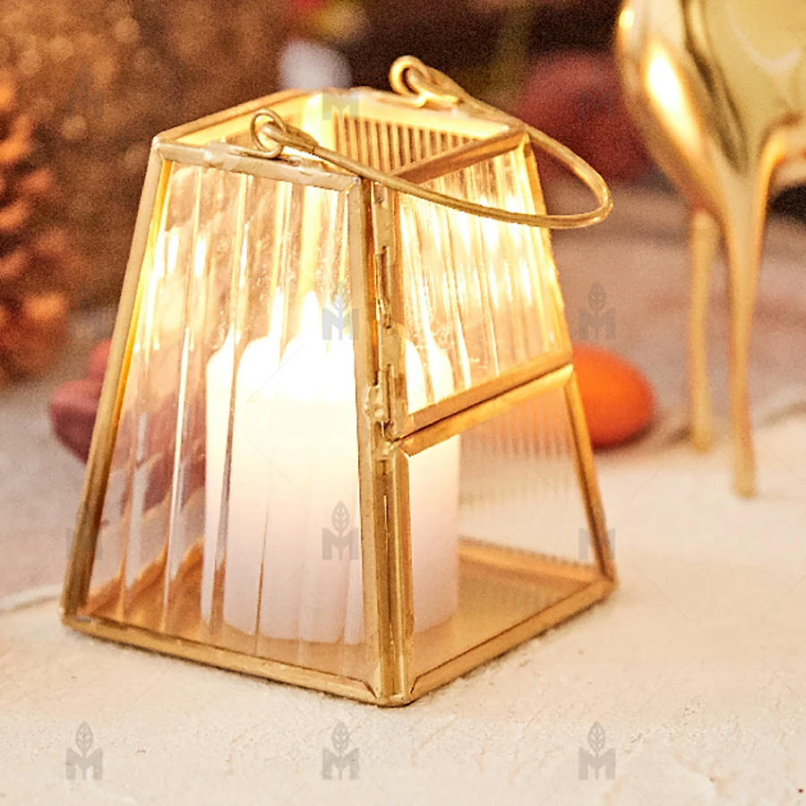 Металлические стеклянные подсвечники в скандинавском стиле декоративные свечи