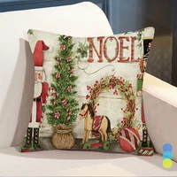 cartoon christmas cushion set cabin single sided fauxlinen print throw pillowcase decoration 45x45cm