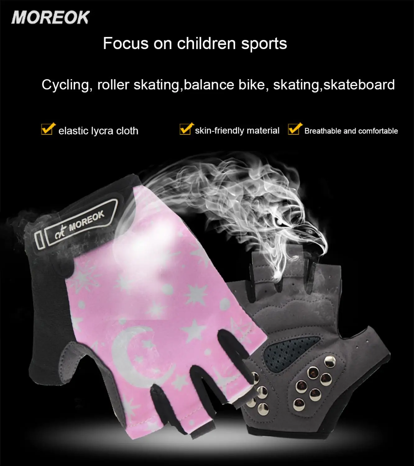 Полпальца дышащие защитные шпильки ладони детские перчатки для велосипеда, катания на коньках, скейтборде, скалолазания для мальчиков и девочек