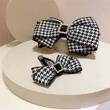 Trava lattice bb clipe retrô temperamento arco palavra pasta americana estilo britânico acessórios de cabelo com strass (4)