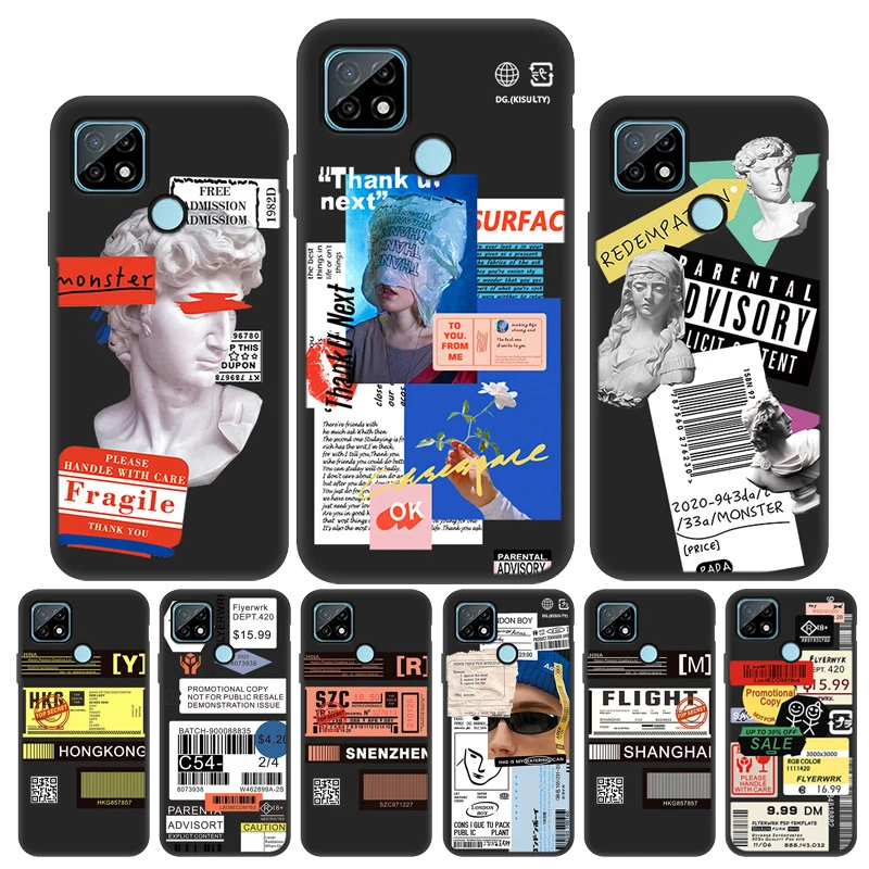 barcode label phone case realme 8 pro case cover for oppo realme8 7 6 5 pro 9i 8i 3 c21 c3 gt neo 2 c12 c15 c11 c25 silicon case free global shipping