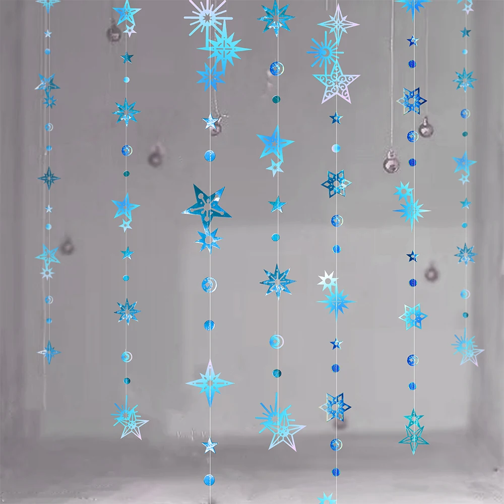 

Royal Blue Twinkle Star Garlands Decor Starry Sun Moon Banners Hanging Star Chain Birthday Christmas EID Party Ramadan Streamers