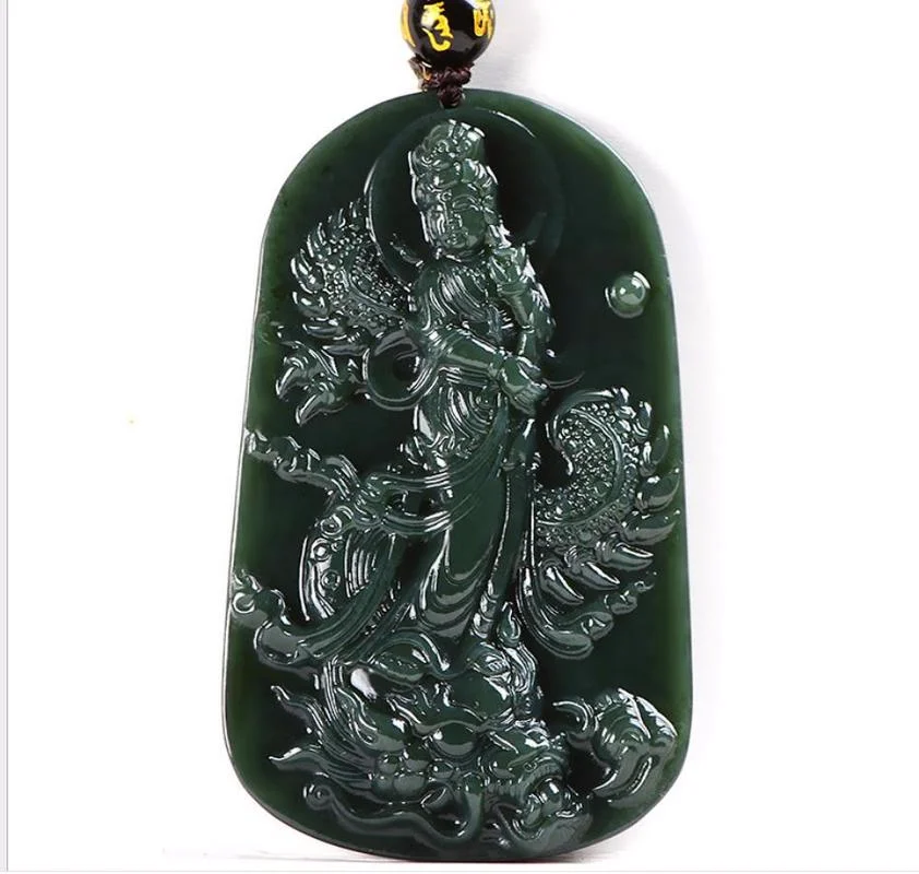 

Лидер продаж, натуральное мужское и женское колье ручной работы с драконом Буддой из нефрита, ювелирные изделия, подарки унисекс