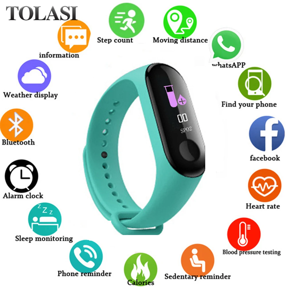 Фитнес M3 цветной экран умный спортивный браслет трекер для занятий бегом