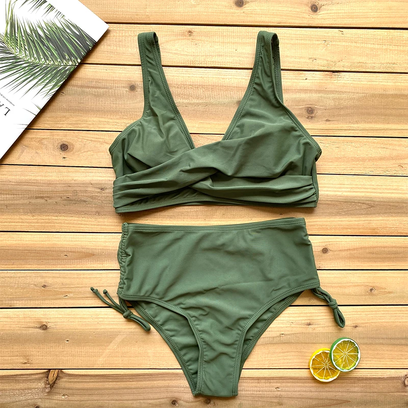 

Solid Sexy Bikini 2021 Summer Swimsuit Women 2 Pieces High Waist Bikini Push Up Swimwear Tankini Swimsuits Bathing Suit Women