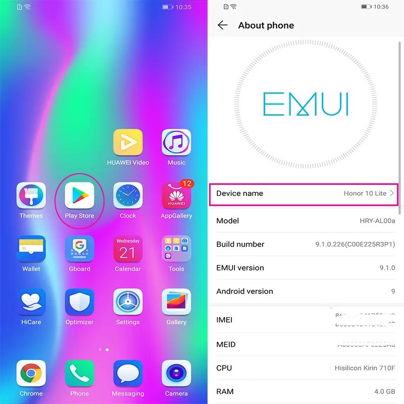 HONOR 10 lite, мобильный телефон, 6,21 дюймов, Kirin 710, Восьмиядерный, Поддержка Google play, разблокировка лица, отпечаток пальца, 3400 мАч