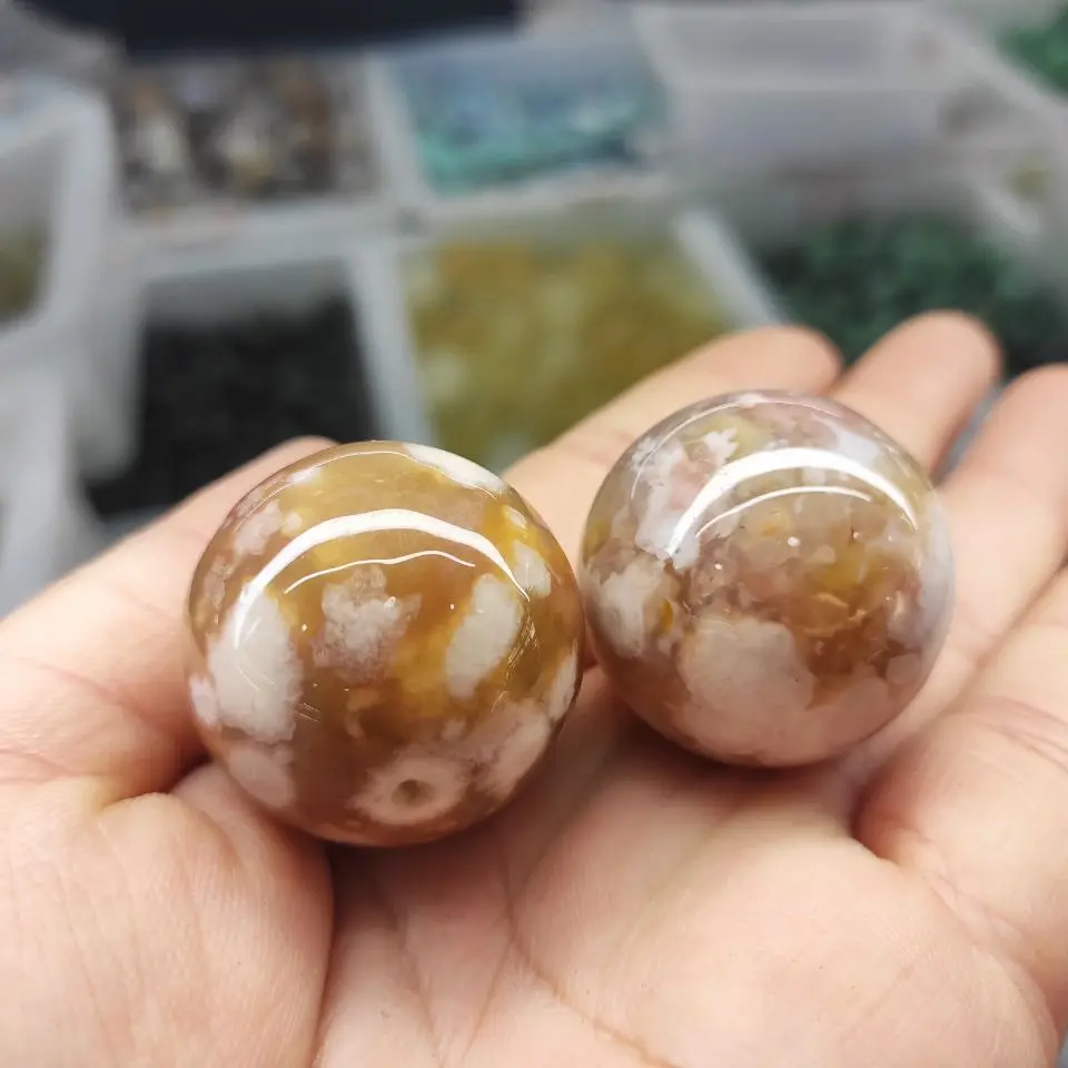 

1pcs Natural quartz crystal Madagascar cherry blossom agate ball. Home decoration. Chakras，reiki chakra healing