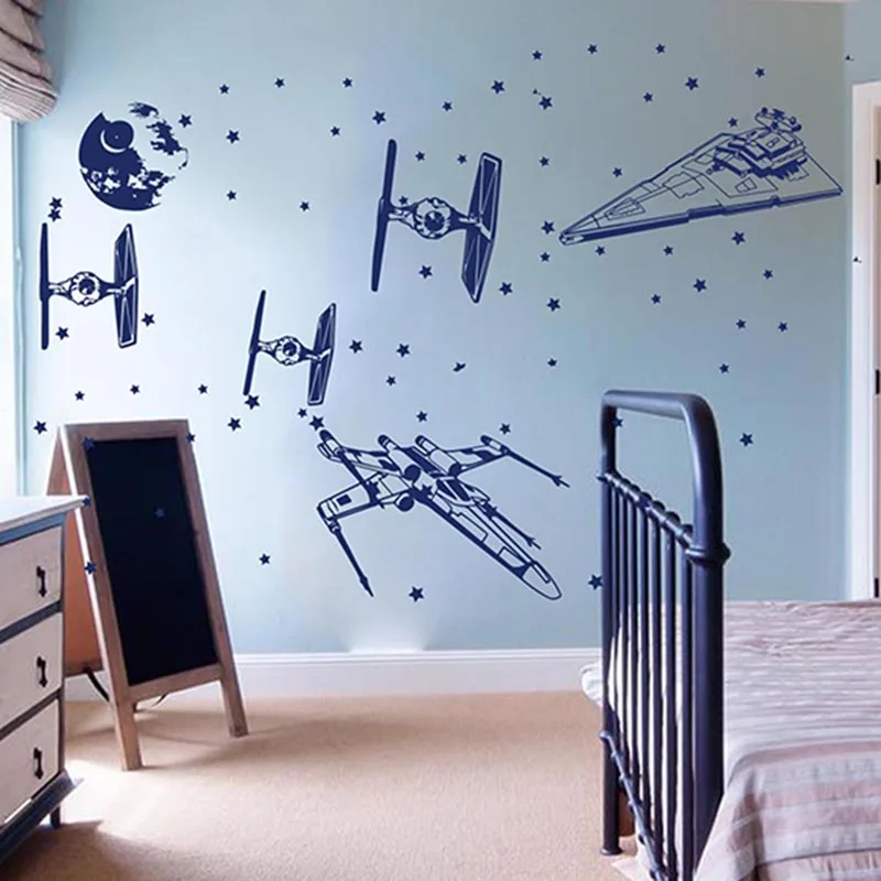 Spacecraft Millemium Falcon X Wing Fighter Wall Sticker Rocket Starfighters War Wall Decal Kids Room Nursery Vinyl Home Decor