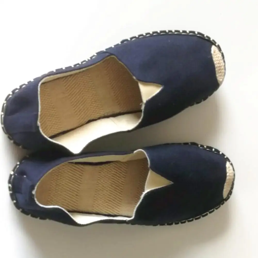 Unisex Handmade Canvas Loafers Slip On Espadrilles Casual Kungfu Exercise Shoes Blue Beige Zapatillas Sapatos Flat Shoes