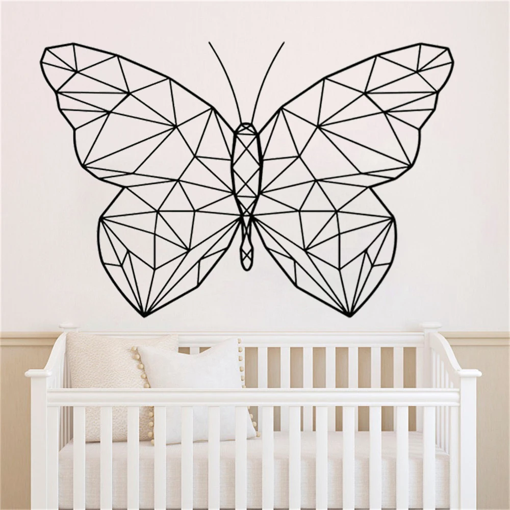 

Настенные наклейки в виде бабочек, виниловые геометрические современные украшения, настенные съемные наклейки, обои с животными, украшение...