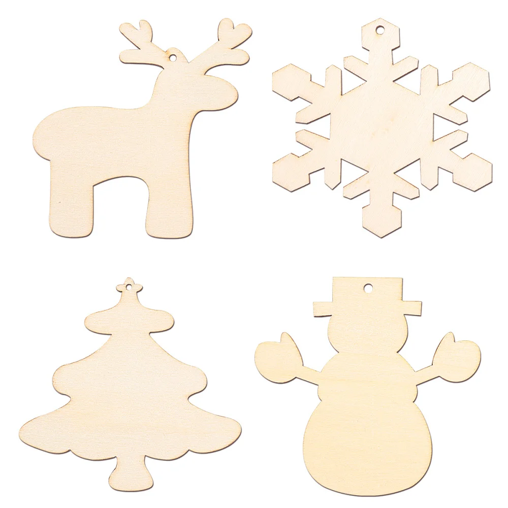 

Tinksky 16PCS Snowflake Deer Snowman Christmas Tree Cutout Veneers Slices For Patchwork DIY Crafting Decoration Christmas Wooden