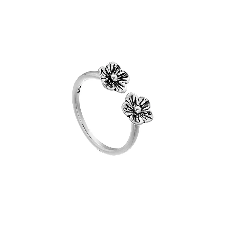 Женское Винтажное кольцо из стерлингового серебра 925 пробы с элегантным цветком