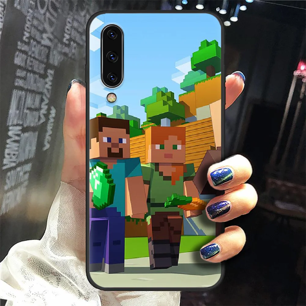 

Mini World funny Sandbox game Phone Case Cover For Samsung Galaxy A10 A20 A30 E A40 A50 A51 A70 A71 J 5 6 7 8 S black cell cover