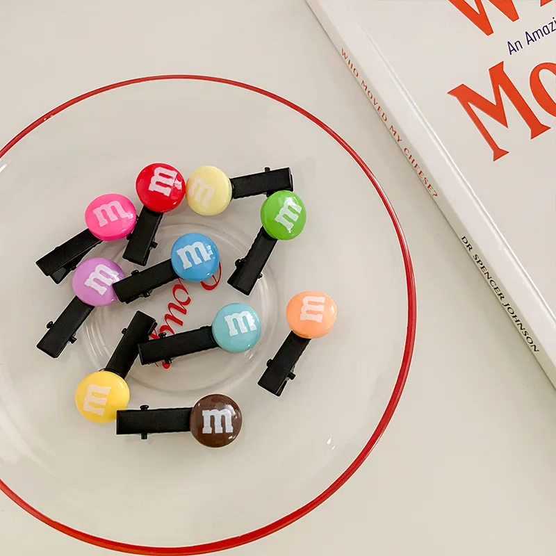 

Rainbow Candy M Bean Hairpin Fashion Trend Sweet and Cute Hair Accessories Girl Bangs Do Not Hurt Hair Side Clip 10pcs 2021 New