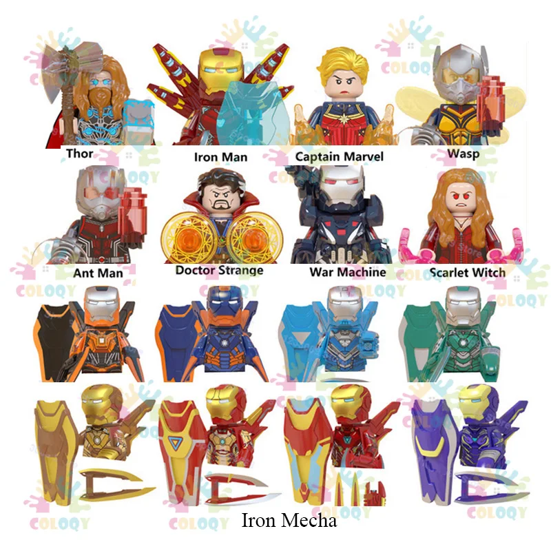 

Marvel Super Heroes Iron Man Mecha Building Blocks Hulk Spider Deathpool Mini Action Figures Bricks Toys For Kids Christmas Gift