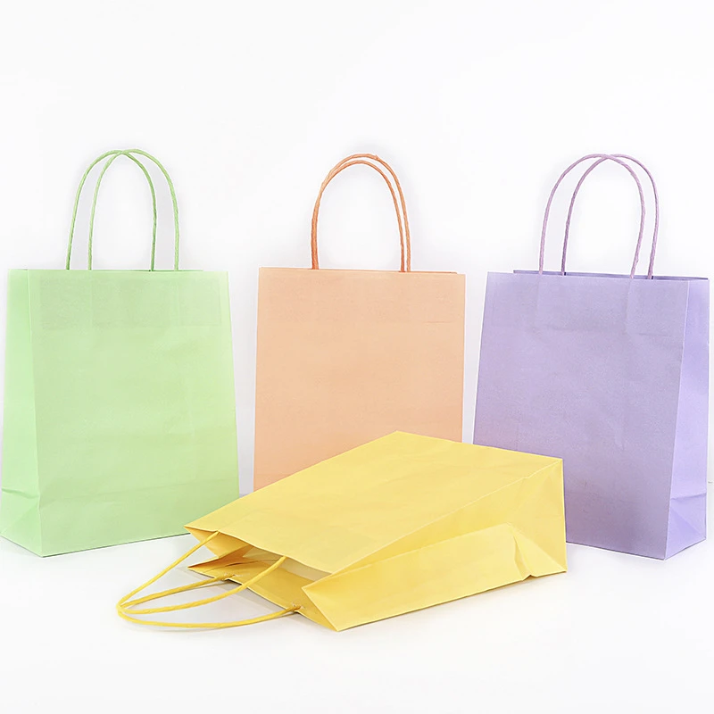 Яркая бумажная упаковка Подарочный пакет вечерние сумки чистый цвет из крафт