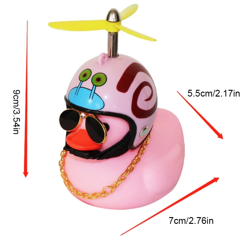 

Creative cute little duck Car Rearview Mirror/Bicycle Decoration Accessories propeller pink duck with LED light rubber material