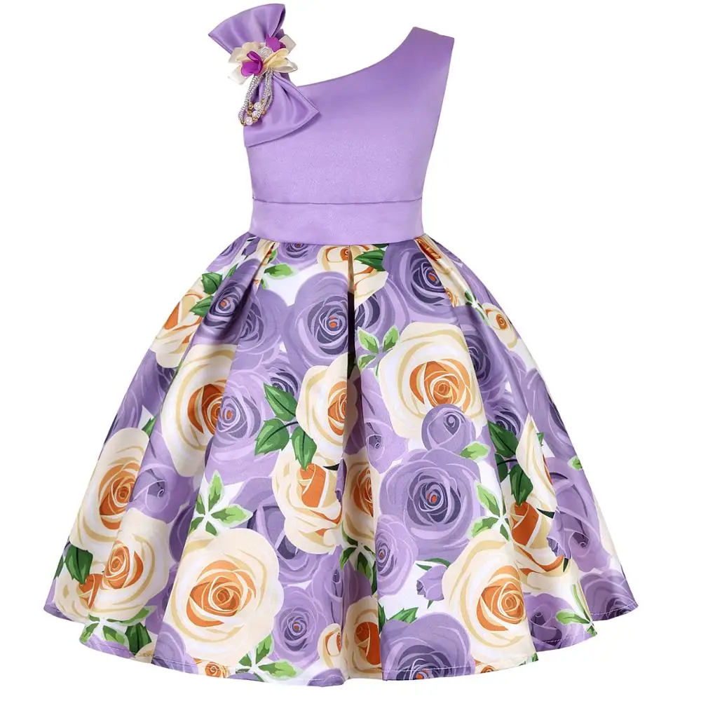 Flower Girls Wedding Party Dresses Children Clothes Kids Floral Print Bridesmaid Dress For Princess 2 6 8 10 Years | Детская одежда и