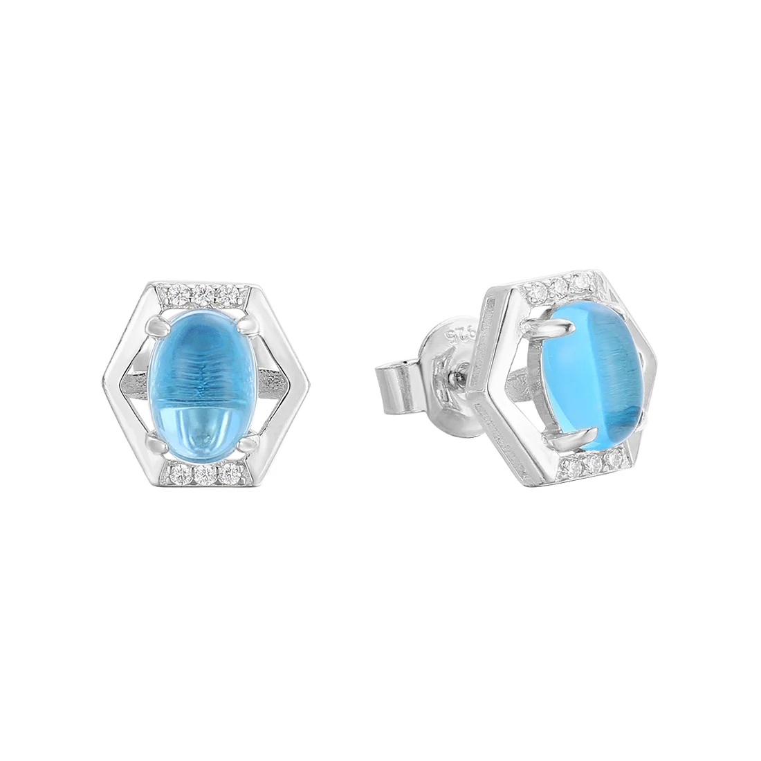 

MrUnicorn S925 Silver Luxury geometric stud earrings women fashion gemstone sterling silver earrings drop Valentine's Day gift