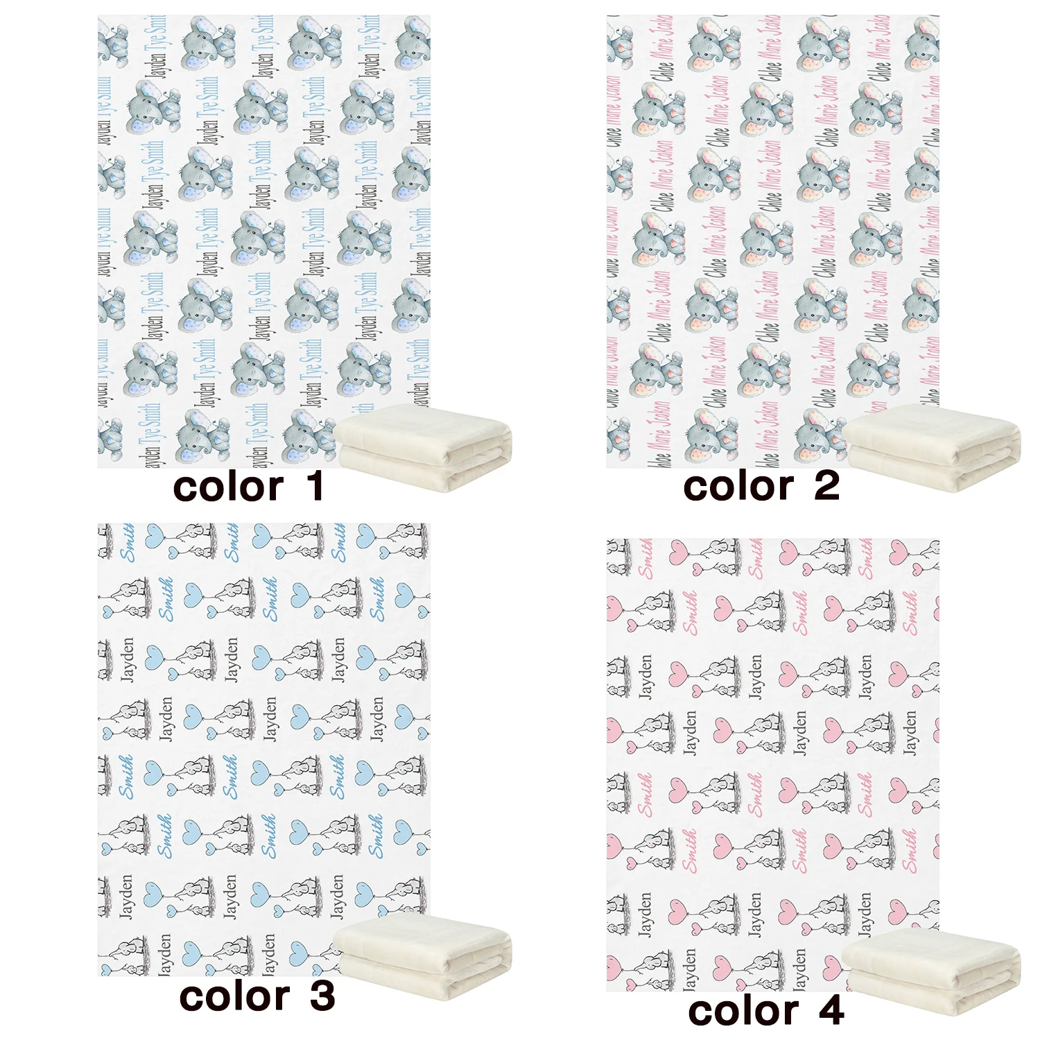 

LVYZIHO Elephant Blanket - Baby Name Blanket -Custom Baby Blanket 30x40 / 48x60 / 60x80 Inches - Minky Baby Blanket