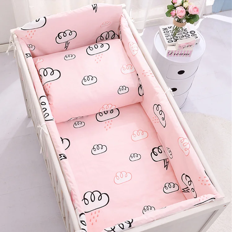 6pcs Комплект постельного белья из 6 предметов для малышей; хлопковая детская кроватка с мультипликационным принтом; Удобный бампер для малышей; защита для кровати для новорожденных; комплект детской кроватки - Цвет: 6pcs