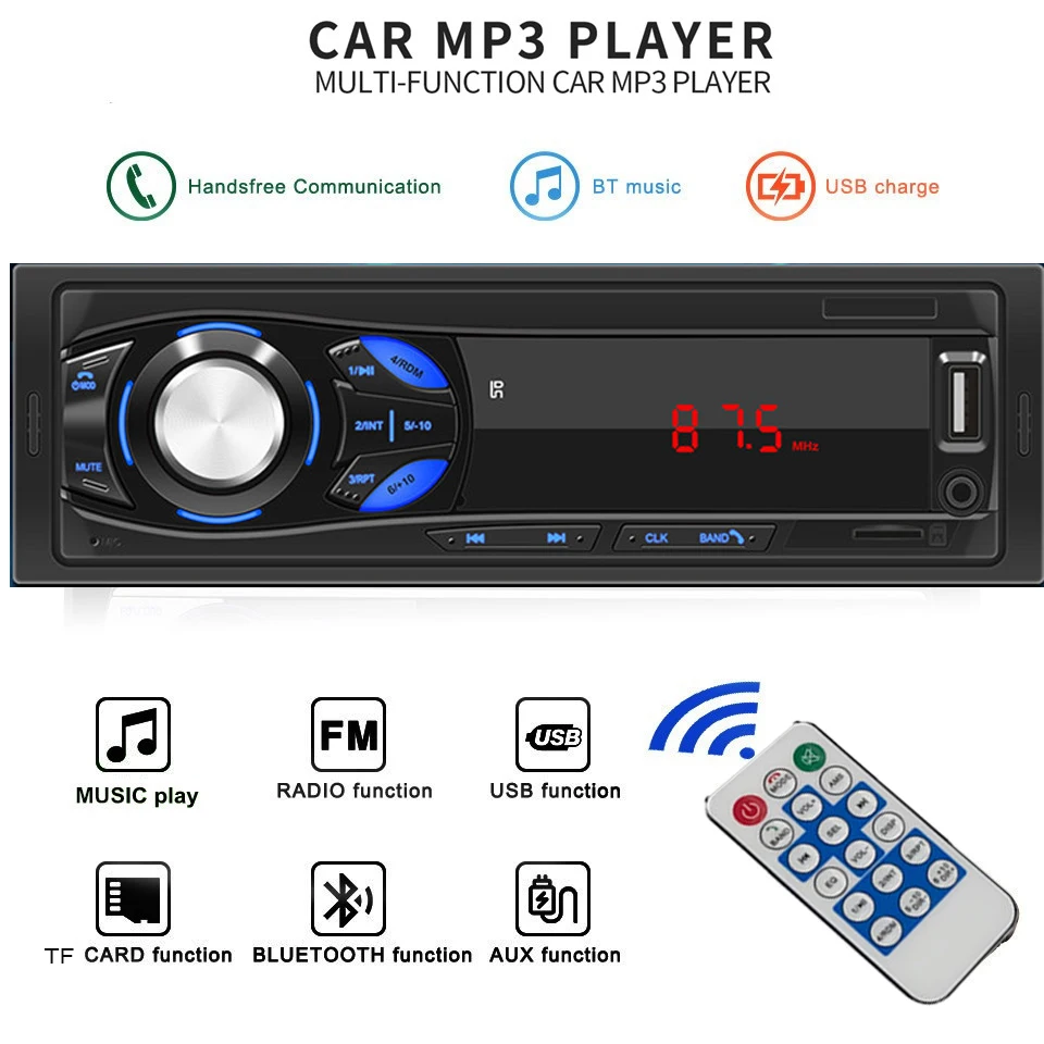 1 DIN автомобильное FM радио цифровое Bluetooth совместимое аудио музыкальное стерео 12 В