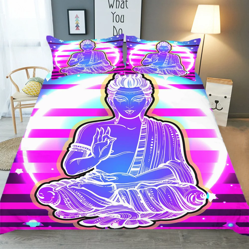 

Искусственная 3D одежда Besroom с изображением статуи Будды пододеяльник постельное белье Королевский размер с наволочкой