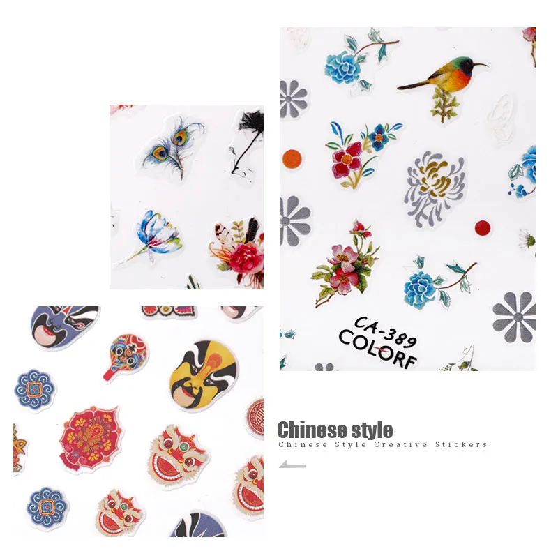 

1sheet newest 3D embossed nail sticker flower adhesive DIY manicure slider nail art tips decorations decals