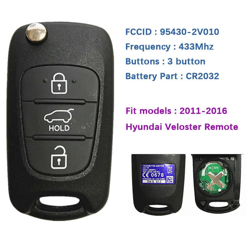 

CN020097 Hyundai Genuine Remote Fob SEKS-AM08FT FCC 95430-2V010