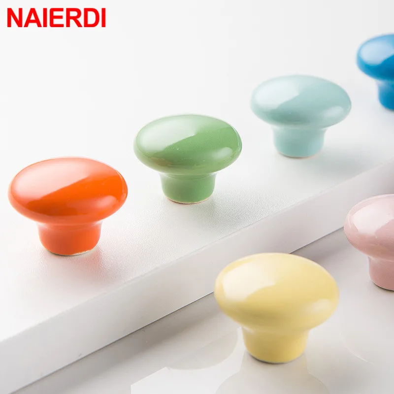 Круглая керамическая ручка для мебели NAIERDI ручки выдвижных ящиков ярких цветов