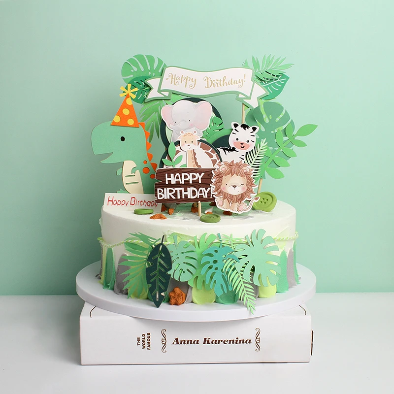 

Jungle Safari Party Animal Cake Toppers Boy Girl Birthday Cakes Decoration Kids Birthday Party Decor Baby Shower Supplies
