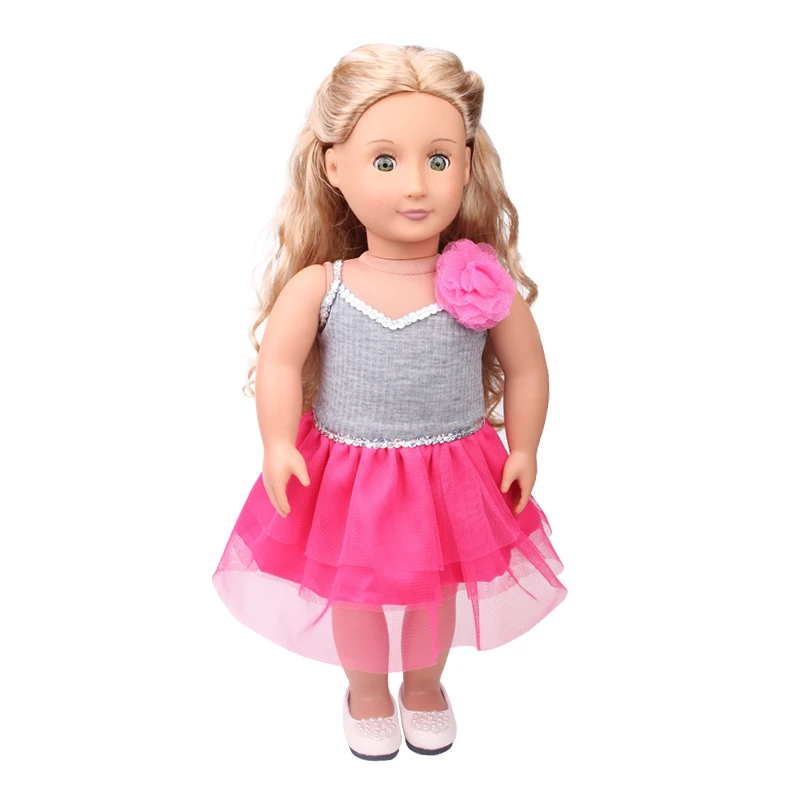 

18 Inch American Doll Girls Magenta Lace Dress Newborn Skirt Baby Toys Accessories Fit 40-43 Cm Boy Dolls Gift c418