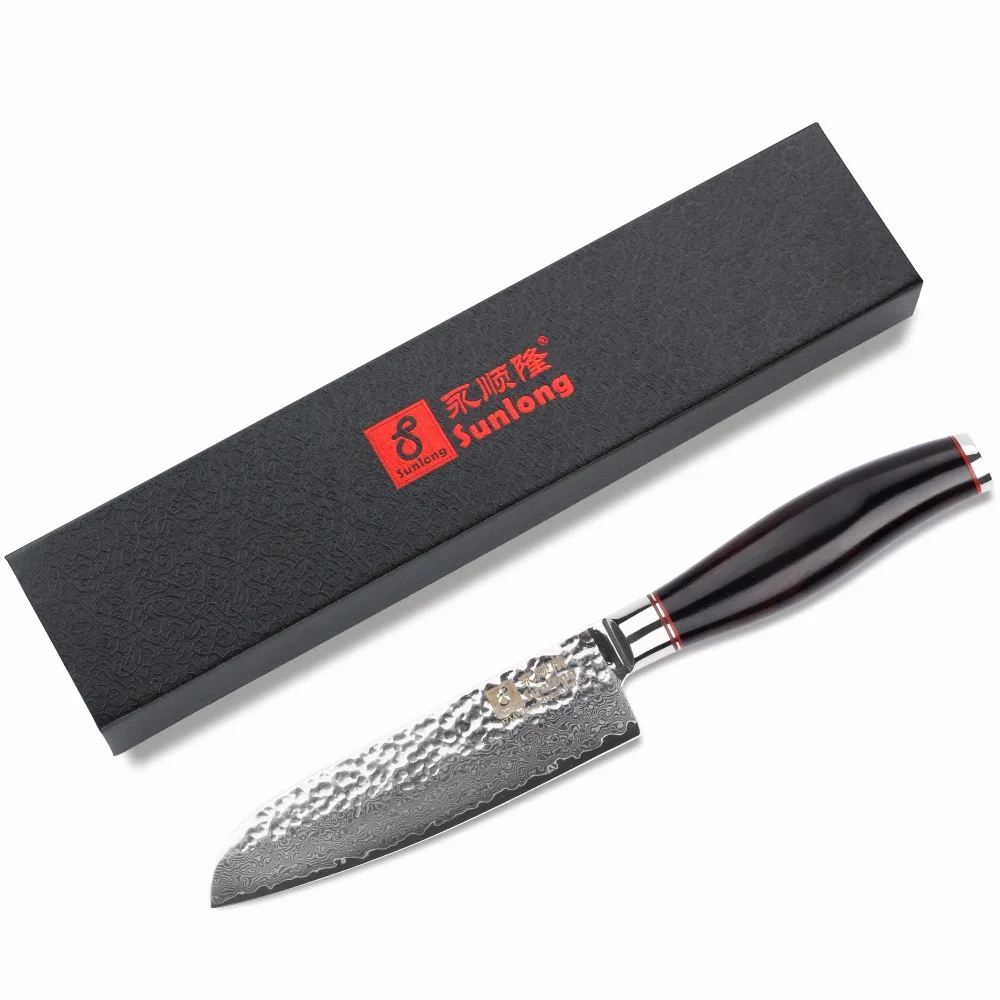 Sunlong Santoku нож 5 дюймов шеф повара японский VG10 Дамасская сталь для резки мяса