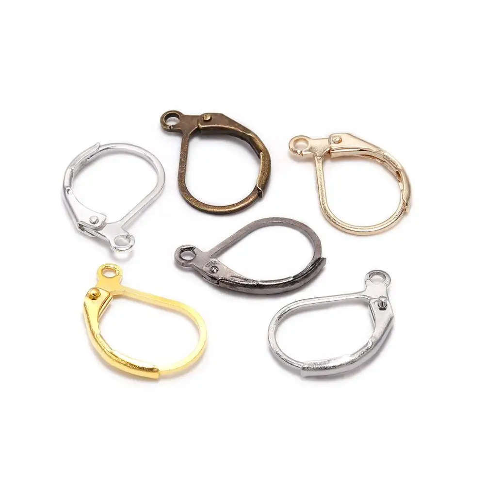 

20pcs/lot 15*10mm Gold French Lever Earring Hooks Wire Settings Base Hoops Earrings For DIY Jewelry Making Supplies