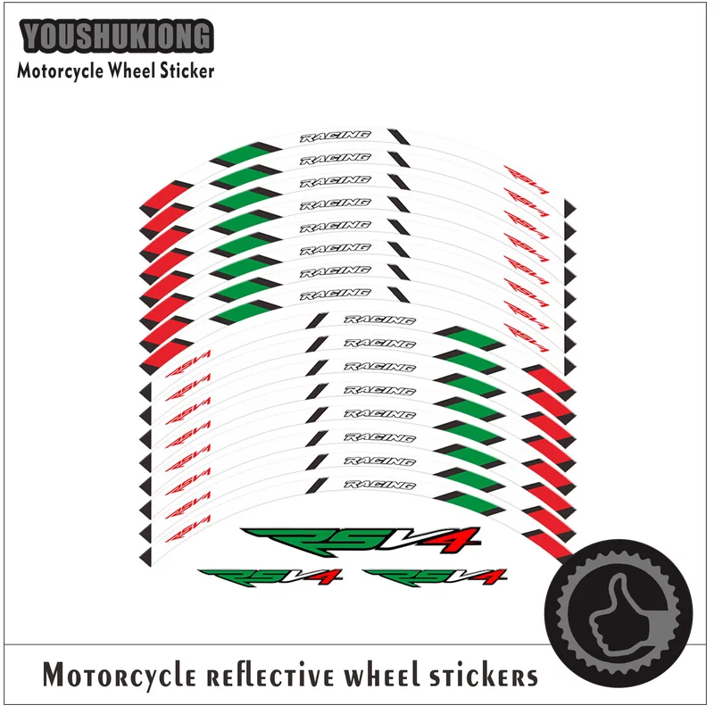 

New high quality 16Pcs Fit Motorcycle Wheel Sticker stripe Reflective Rim For Aprilia RSV4 R/RR RSV4 RF RSV4 RFW